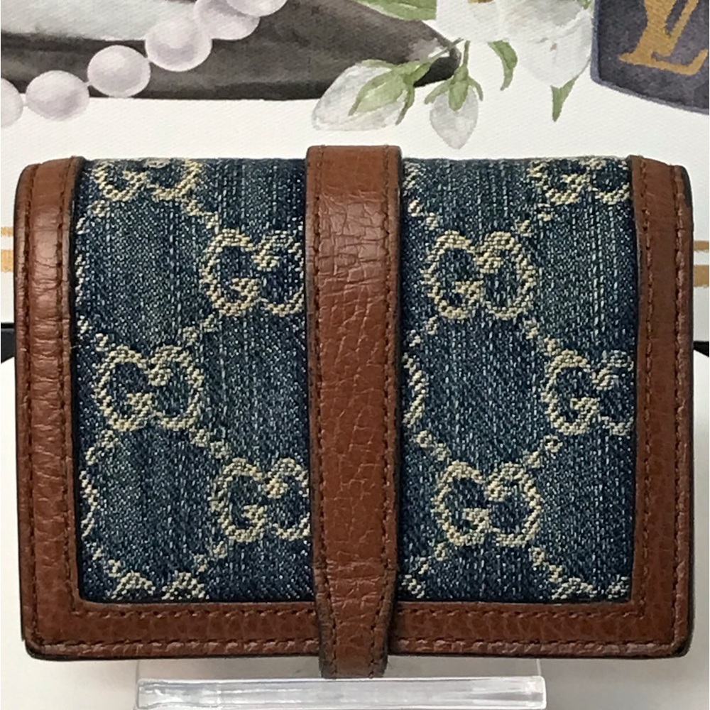 ‼️SOLD‼️GUCCI Jackie 1961 Denim Compact Card Wallet 😍🔥 - Picture 5 of 17